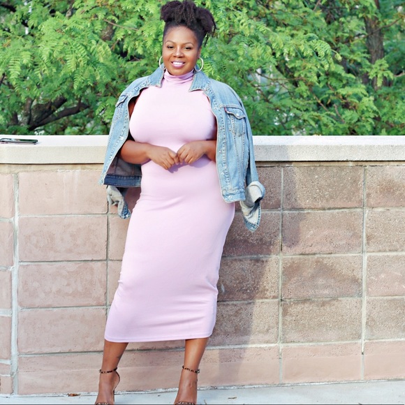 turtleneck bodycon maxi dress